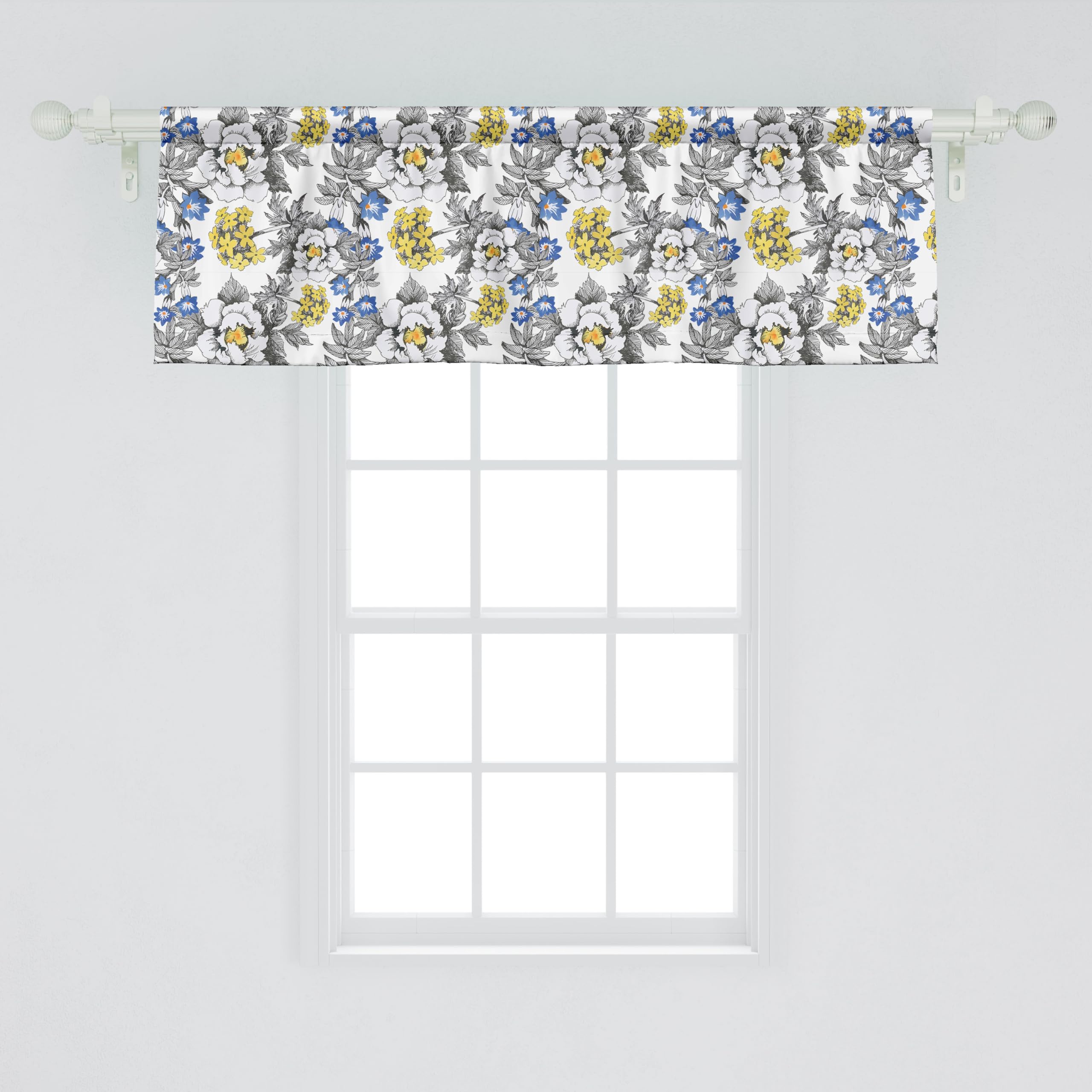 Ambesonne Garden Window Valance, Romantic Peony