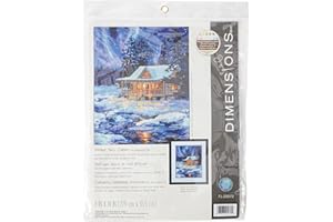 Dimensions Needlepoint Kit, Winter Sky Cabin, 11'' x 14'',Blue