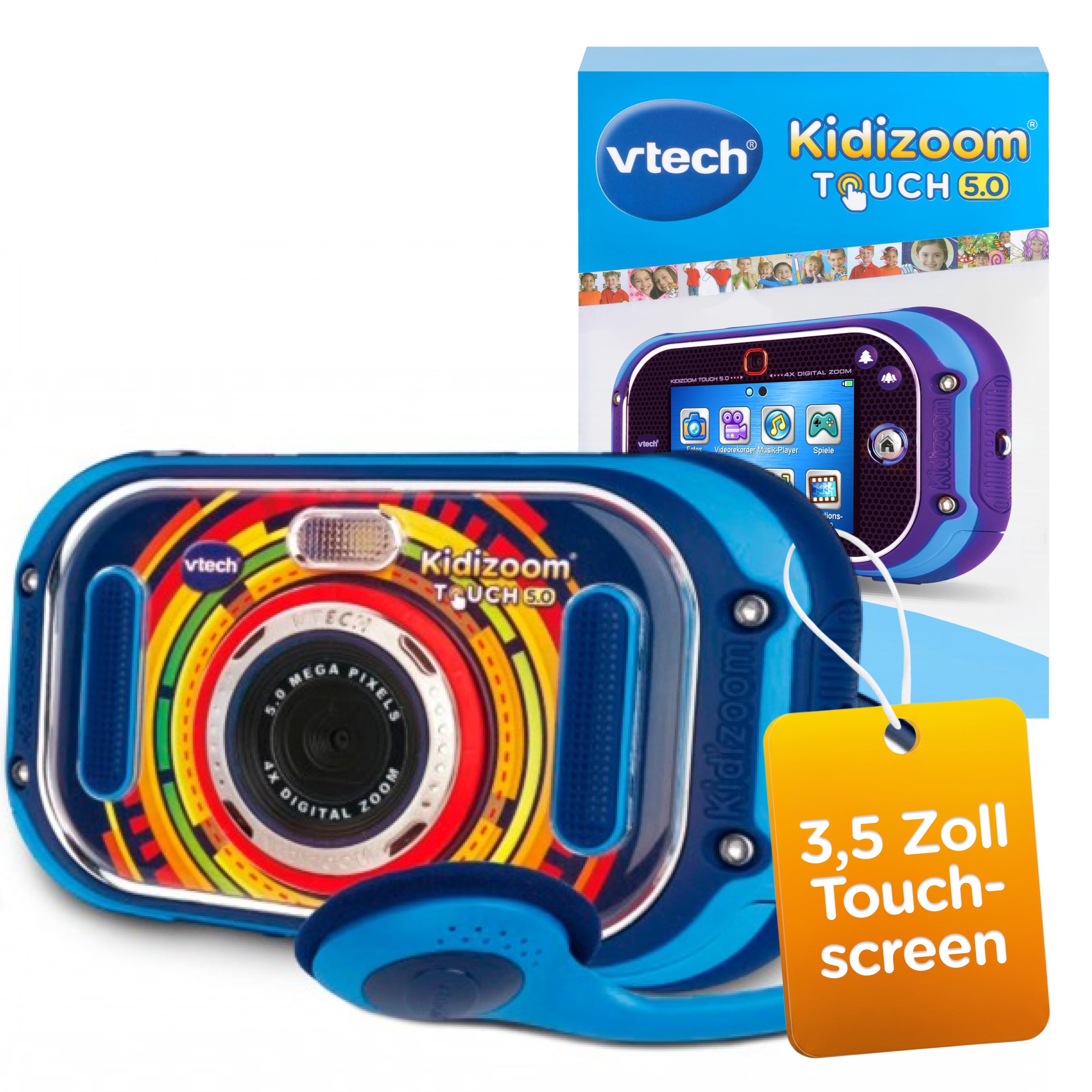 VTech KidiZoom Touch 5.0 I Digitale Kinderkamera mit Selfie- und Videofunktion I 3,5 Zoll Touchdisplay mit Musik, Spielen und Fotoeffekten I Lernspielzeug Technik für kreative Kinder ab 5 Jahren