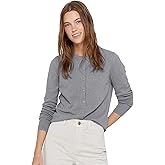 State Cashmere Women's 100% Pure Cashmere Button Front Long Sleeve Crew Neck Cardigan Sweater