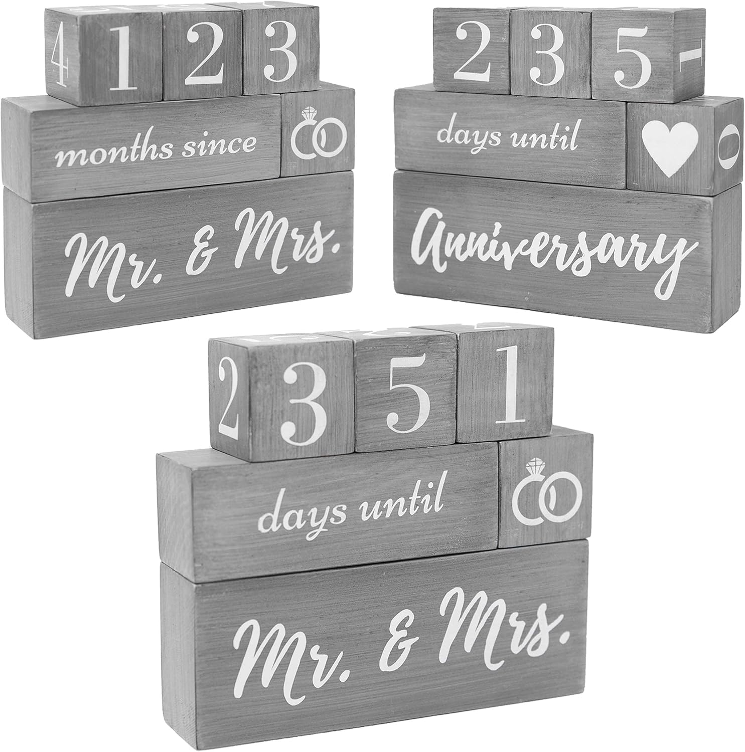 Advent Calendars - Wedding Countdown Calendar Block Engagement Gifts for Couples and His and Hers, Bride to Be | Includes Reversible Text Block for Marriage, Anniversary Celebration - Recently Engaged Gift Fiance Gifts