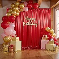 10x10ft Thick Red Glitter Backdrop Curtain Panels