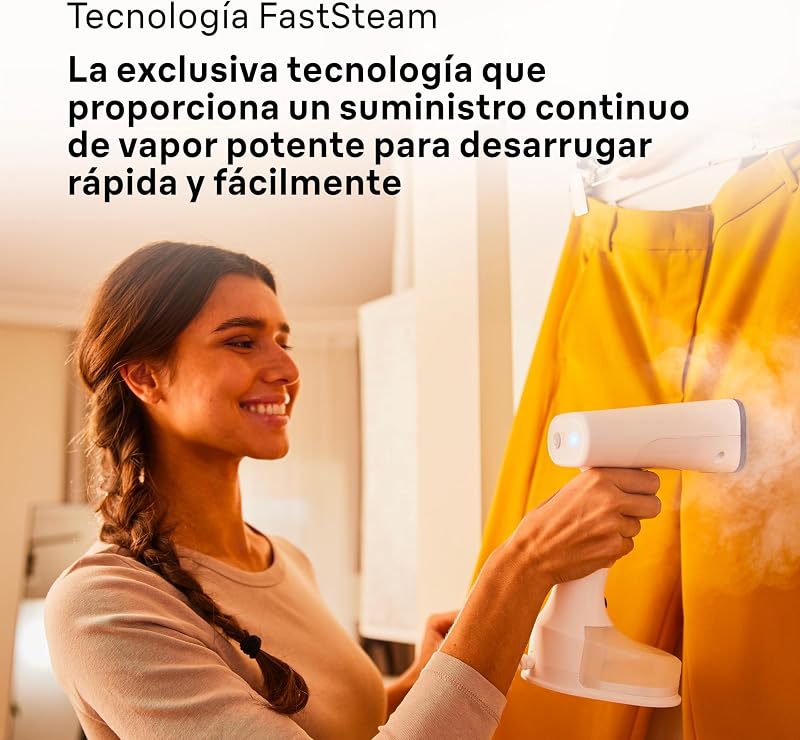 Braun quickstyle 5 gs5011pu, ferro vertical com placa dupla freeglide 3d, vaporizador vertical com aquecimento rápido, vapor 22 g/min, capacidade 150 ml, 1200w, branco/violeta