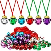 Sadnyy 60 Pcs Valentine's Day Bell Necklaces Bulk St. Patrick's Day Believe Bell Necklaces Valentine Ireland Holiday Decorative Hanging Ornaments(Multicolor)