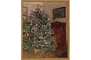 ARPEOTCY Vintage Framed Wall Art, 8x10in, Antique Winter Christmas Tree Canvas Wall Decor Paintings for Living Room, Rustic Country Holiday Prints for Bedroom Bathroom, Gifts