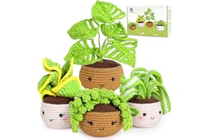 Crochetta Crochet Kit for Beginners, Crochet Starter Kits for Adults with Step-by-Step Video Tutorials, Learn to Crochet Kit Kids, Knitting Craft Supplies, Crochet Plants Indoor Home Decor(40%+ Yarn)
