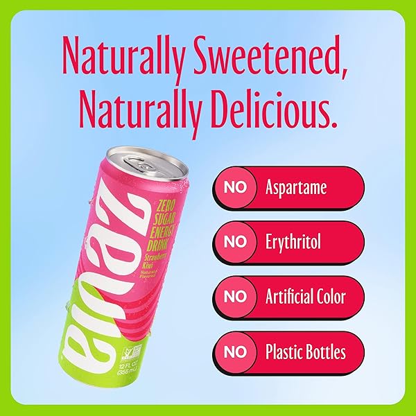 ZEVIA ZERO CALORIE ENERGY DRINK, STRAWBERRY KIWI, 12 OUNCE CAN