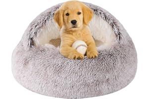 WGOOGW Dog Beds for Small Dogs, Cat Bed Cave, Washable Cute Cat Bed, Cozy Nook Pet Bed for Dogs or Cats, Anti-Slip Puppy Bed Fits up to 12 lbs Pets(Coffee, 20" x 20")