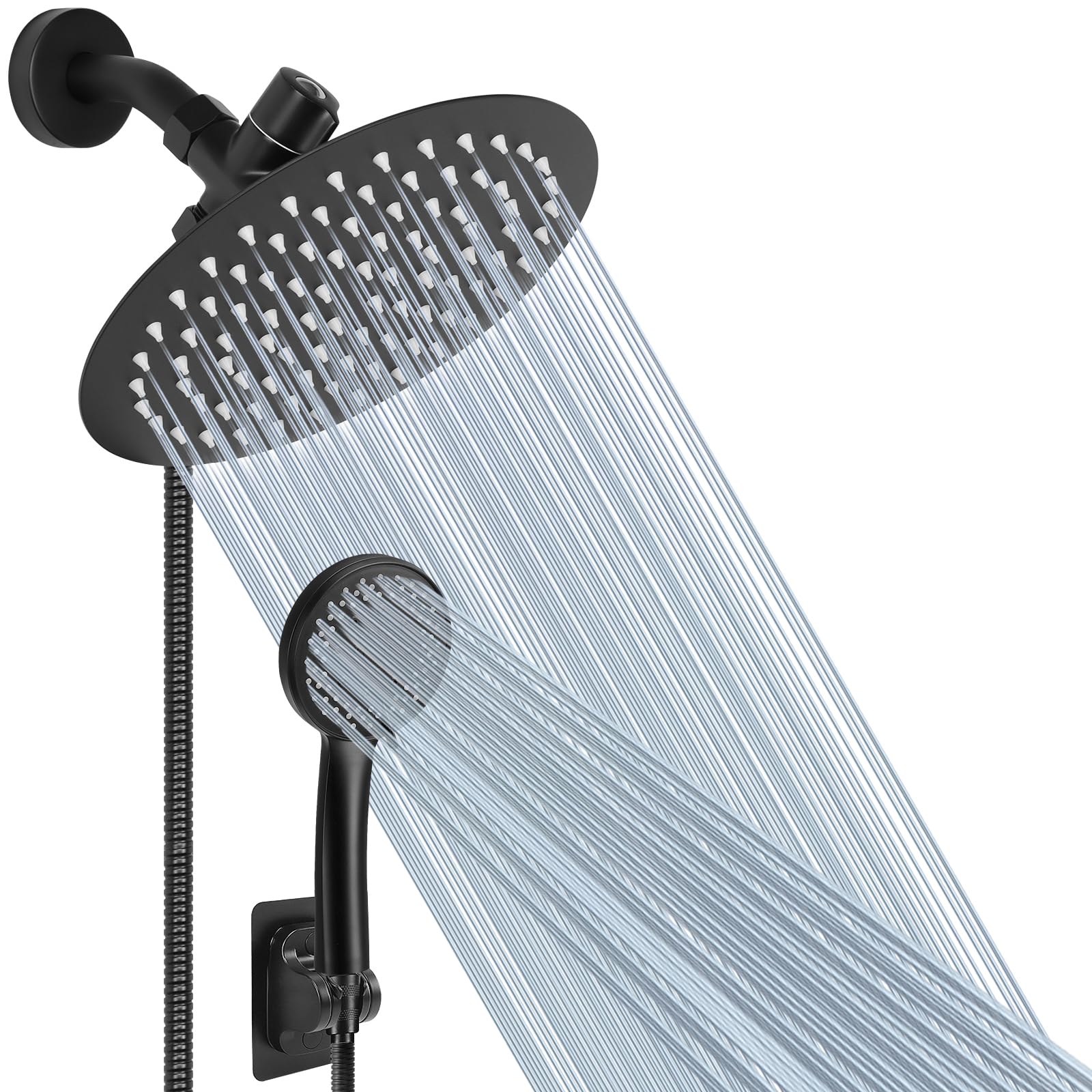 Photo 1 of *************FOR PARTS ONLY- MISSING PIECES**************
NearMoon Shower Head with Hose, High-Pressure Stainless Steel 8'' Rain Shower and 5 Settings Handheld Spray Combo with Push Button Flow Control for Easy Operation (Matte Black)