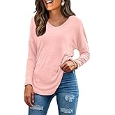 Neineiwu Womens Long Sleeve Tunic Tops Trendy Dressy Casual Fall Fashion 2025 V Neck T Shirt Blouses for Office Work
