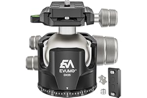 EVUMO DX55 Ball Head, 55mm Low Profile Heavy Duty CNC Panoramic Tripod Ball Head Mount with Mlok Arca Swiss Quick Release Plate for Camera Tripod Monopod DSLR Camcorder Telescope, Max Load 88lb/40kg