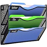 Kuntine.B Wall File Organizer Office Hanging Magazine Holder Wall File Organizer for Office Home (Black, 3 Tier)