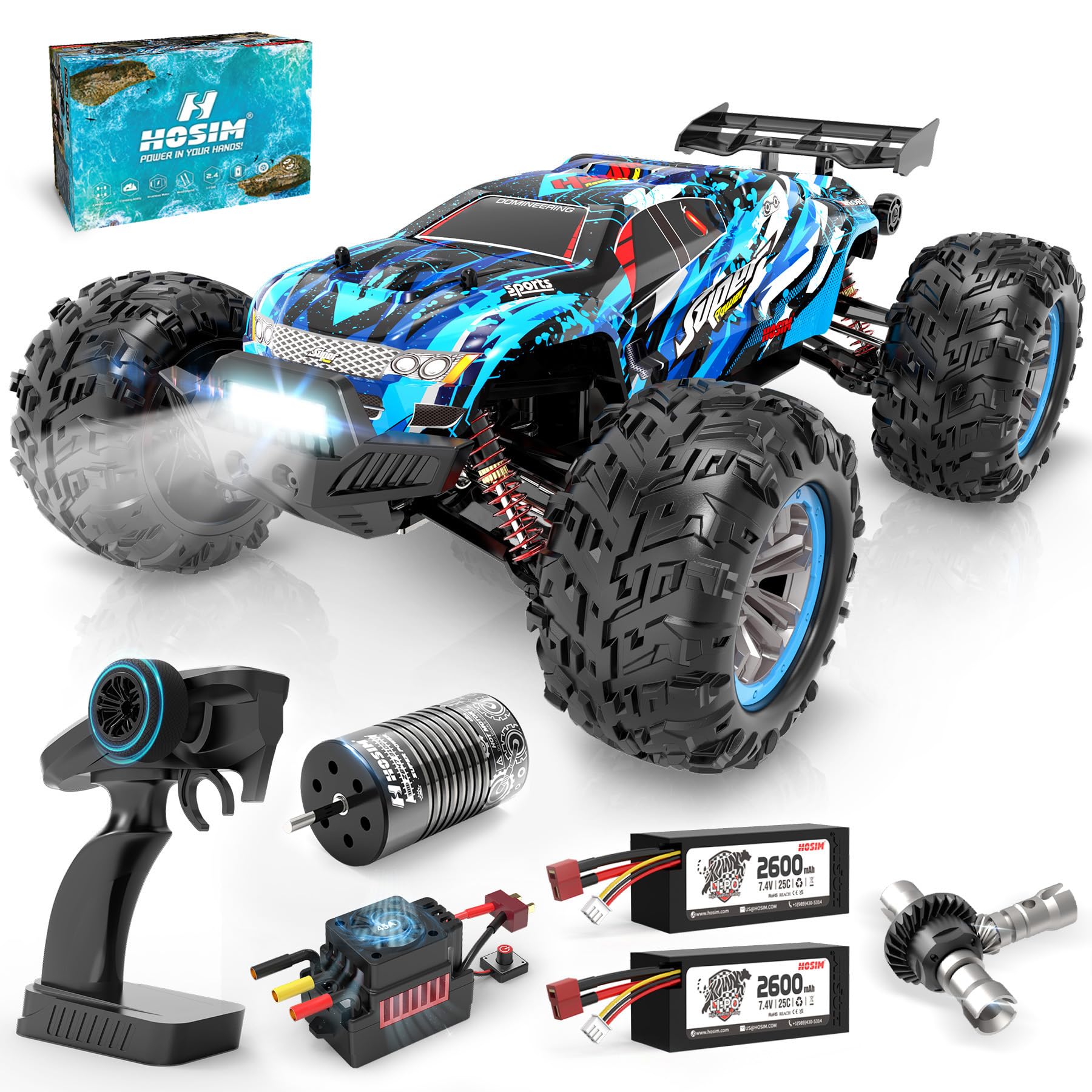 Photo 1 of Hosim Brushless RC Cars, 1:10 68+ KMH High Speed Remote Control Car for Adults Boys, 4X4 All Terrains Waterproof Off Road Hobby Grade Large Fast Racing Buggy Toy Gift Monster Trucks