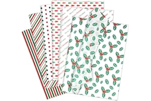 Larcenciel 60 Pcs Christmas Tissue Paper for Gift Bags, Classic Red Green Tissue Paper Bulk for Gift Wrap, Matte Xmas Tree Polka Dot Wrapping Paper for Holiday Birthday Party New Year Craft,19.7x13.8