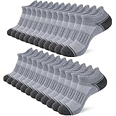 Heatuff 12 Pairs Men's Ankle Running Socks Cushioned Low Cut Athletic Sports Casual Tab Socks