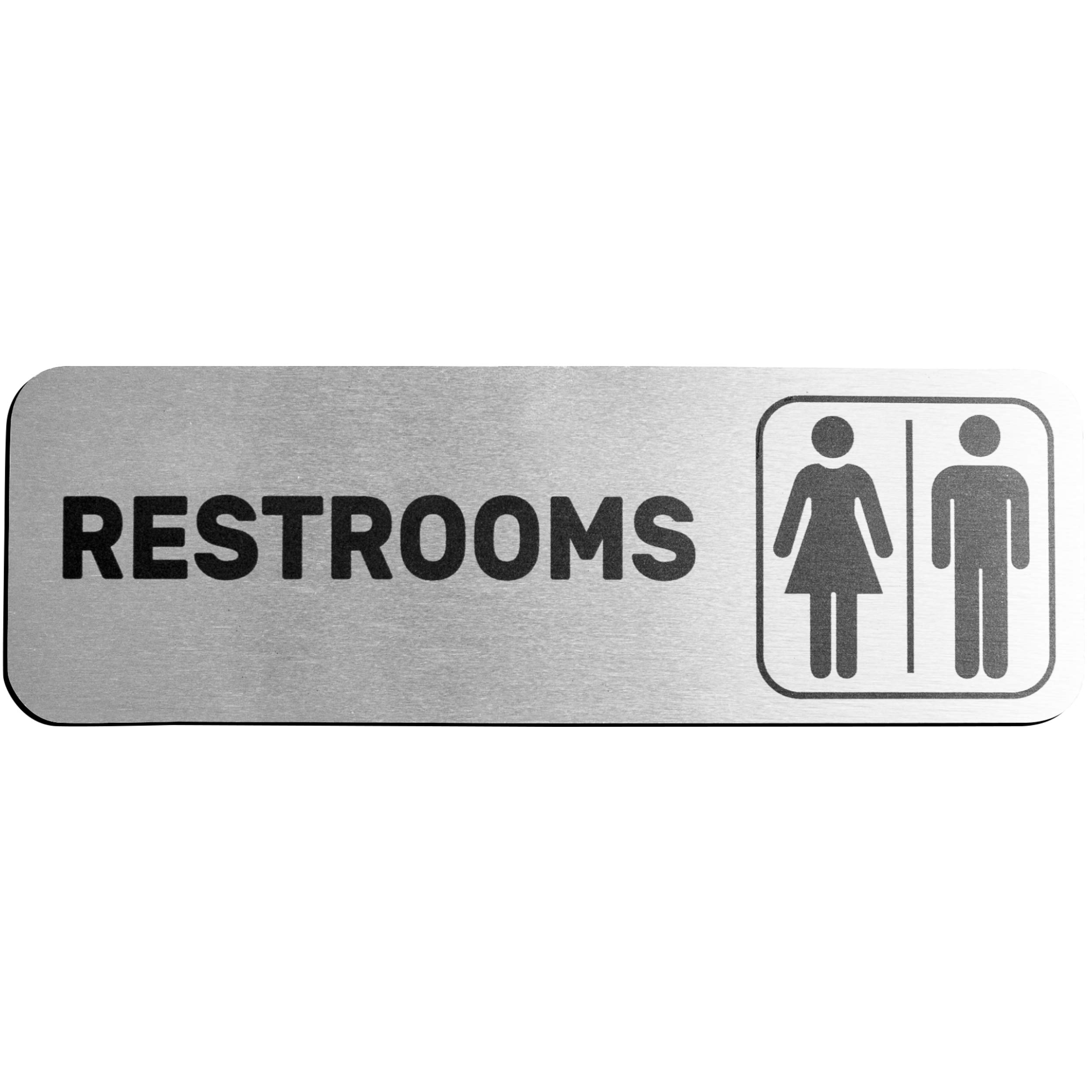Photo 1 of Restrooms Sign (Brushed Aluminum) - Men and Women Modern Bathroom Signage - Restroom Signs for Business - Bathroom Signs for Business