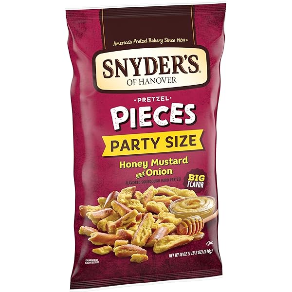 SNYDER’S OF HANOVER HONEY MUSTARD & ONION FLAVORED PRETZEL PIECES, 18 OZ