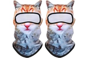 3D Cat Ski Mask, Balaclava Face Mask with Ears, 2 Pack Windproof Full Face Cover Winter Ski Masks for Skiing Riding Music Fes