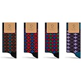 RAFRAY Men's Colorful Dress Socks – Geometric Cross Pattern – Soft & Breathable Premium Cotton – Gift Box – 4 Pairs – Size US 7-11.5