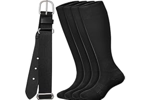 ROLVNHTV 3 Pieces Youth Baseball Socks and Belt Combo Set Softball Belts with Softball Sock Elastic Waist Belt for Boy