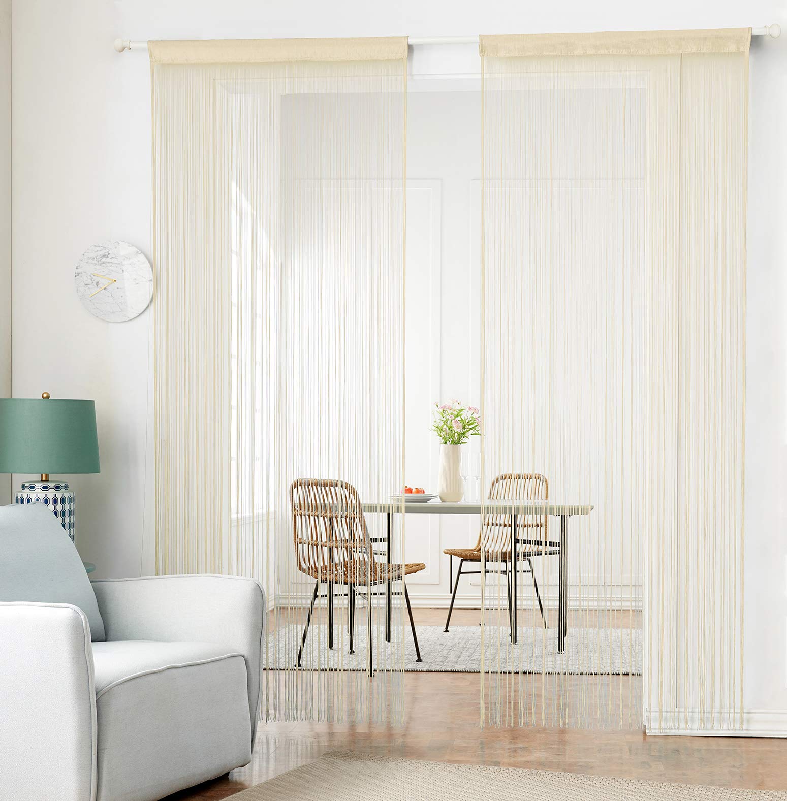 HSYLYM String Curtains for Living Room Home Decorations Room Decor for Teen Girls Door Fly Screen,Champagne,90 x 200 cm