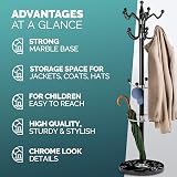 CASARIA Elegant Curved Coat Rack with Black Marble Base 14 Rotatable Hangers view 9