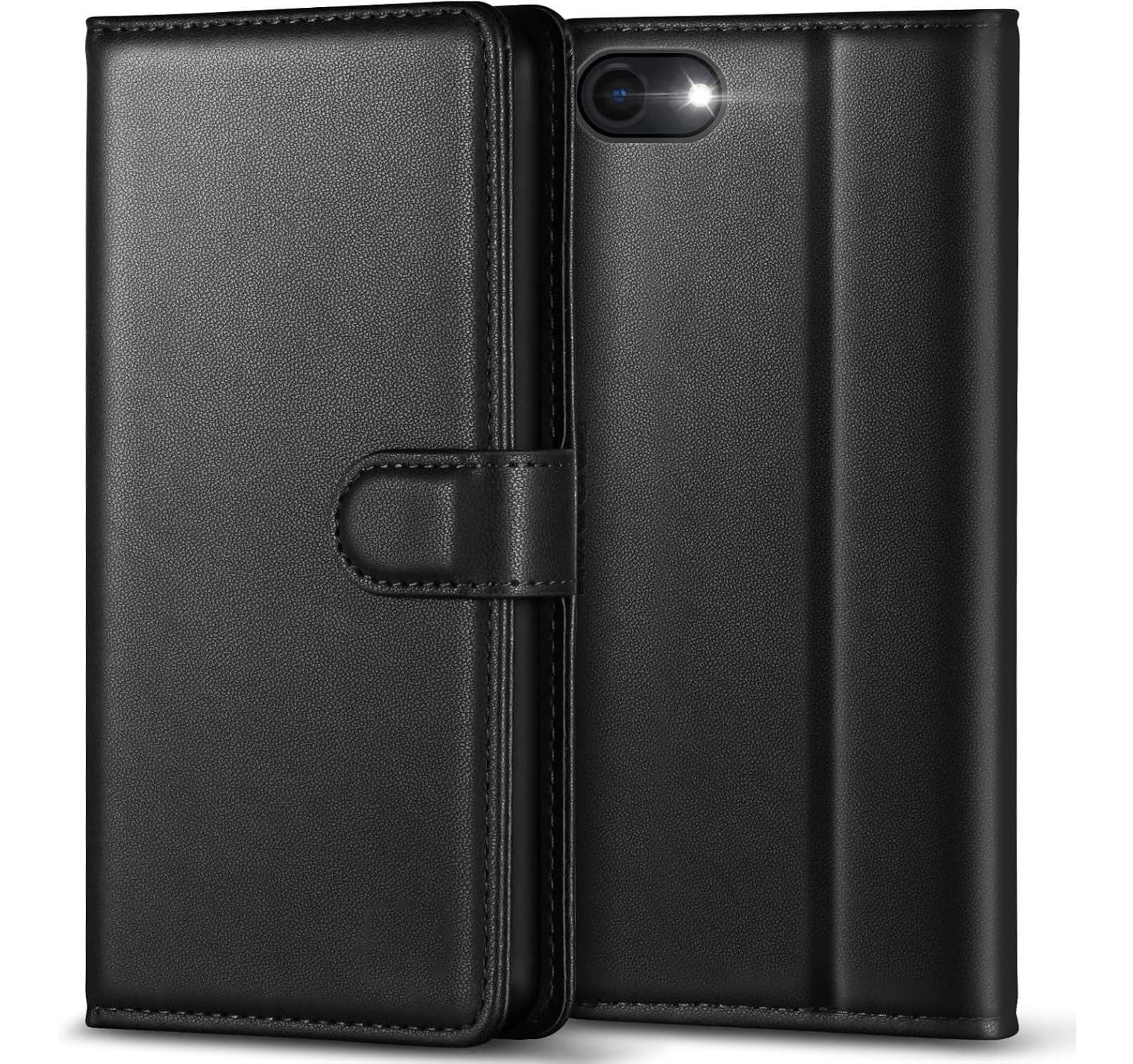 NWNK13 For iPhone Se 2022 / Se 2020 / iPhone 7/8 Case Leather Wallet Book Flip Stand View Phone Cover with Card Holder Slots Compatible with iPhone 7/8/SE3/SE3 Black