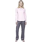 Womens Premium 100% Cotton Flannel Pajama Sleepwear Set - Dots Diva Blue