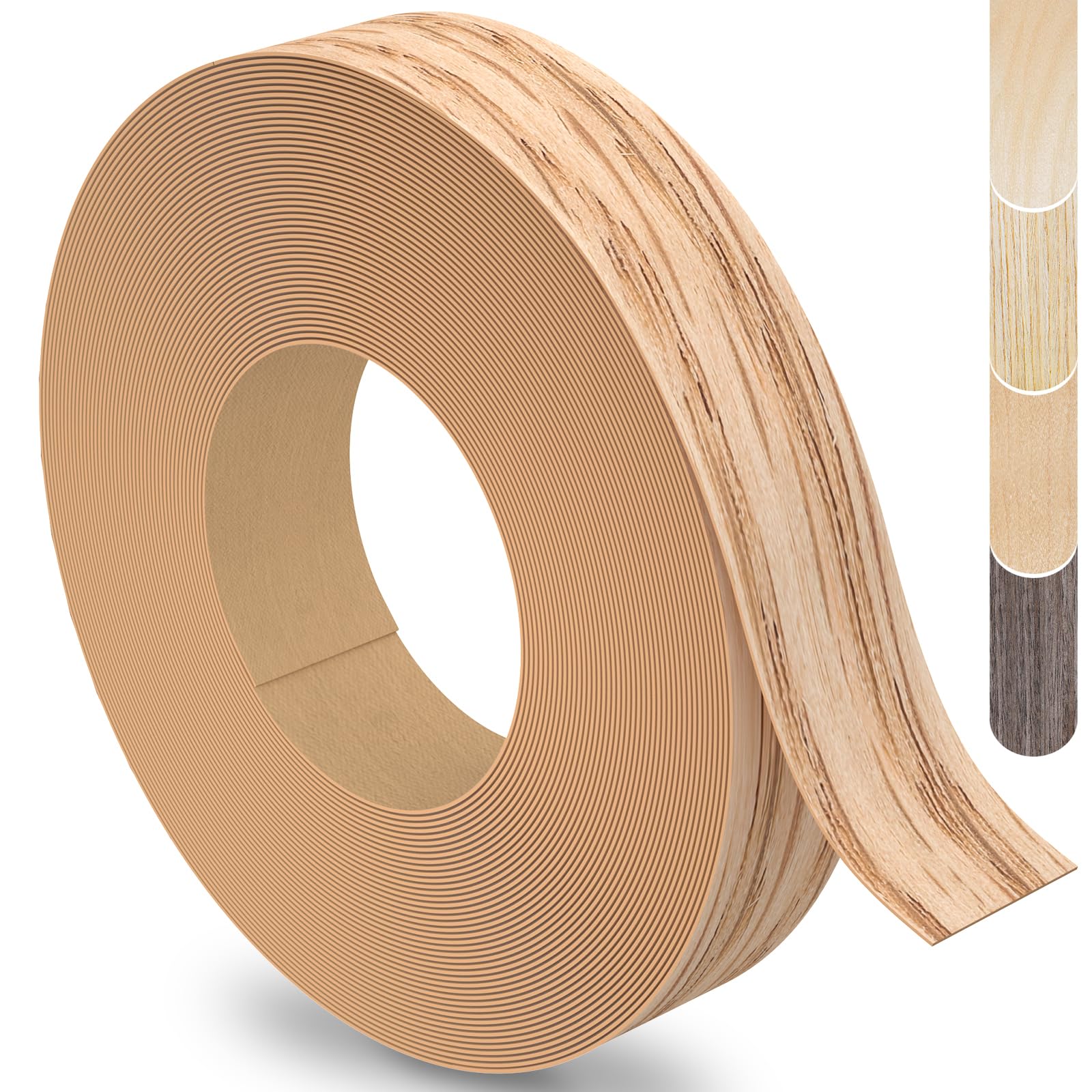 Photo 1 of ZYJT Red Oak Edge Banding, 1 inch x 25ft roll of Veneer Wood Edge Banding, Pre-glued Flexible Wood Tape Banding for Cabinet Repair Furniture