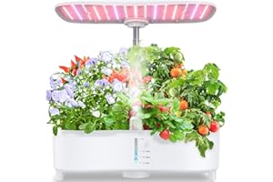 LESUJO Hydroponics Growing System Kit 15 Pods Misting Herb Garden Indoor Garden Indoor Gardening System 5L Water Capacity 48W Grow Light Gardening Gifts for Women (White)