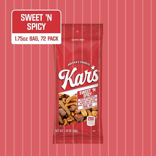 KAR’S NUTS SWEET ‘N SPICY TRAIL MIX, 1.75 OZ GRAB & GO BAGS, INDIVIDUAL SNACK PACKS (PACK OF 72), GLUTEN-FREE TRAIL MIX SNACKS