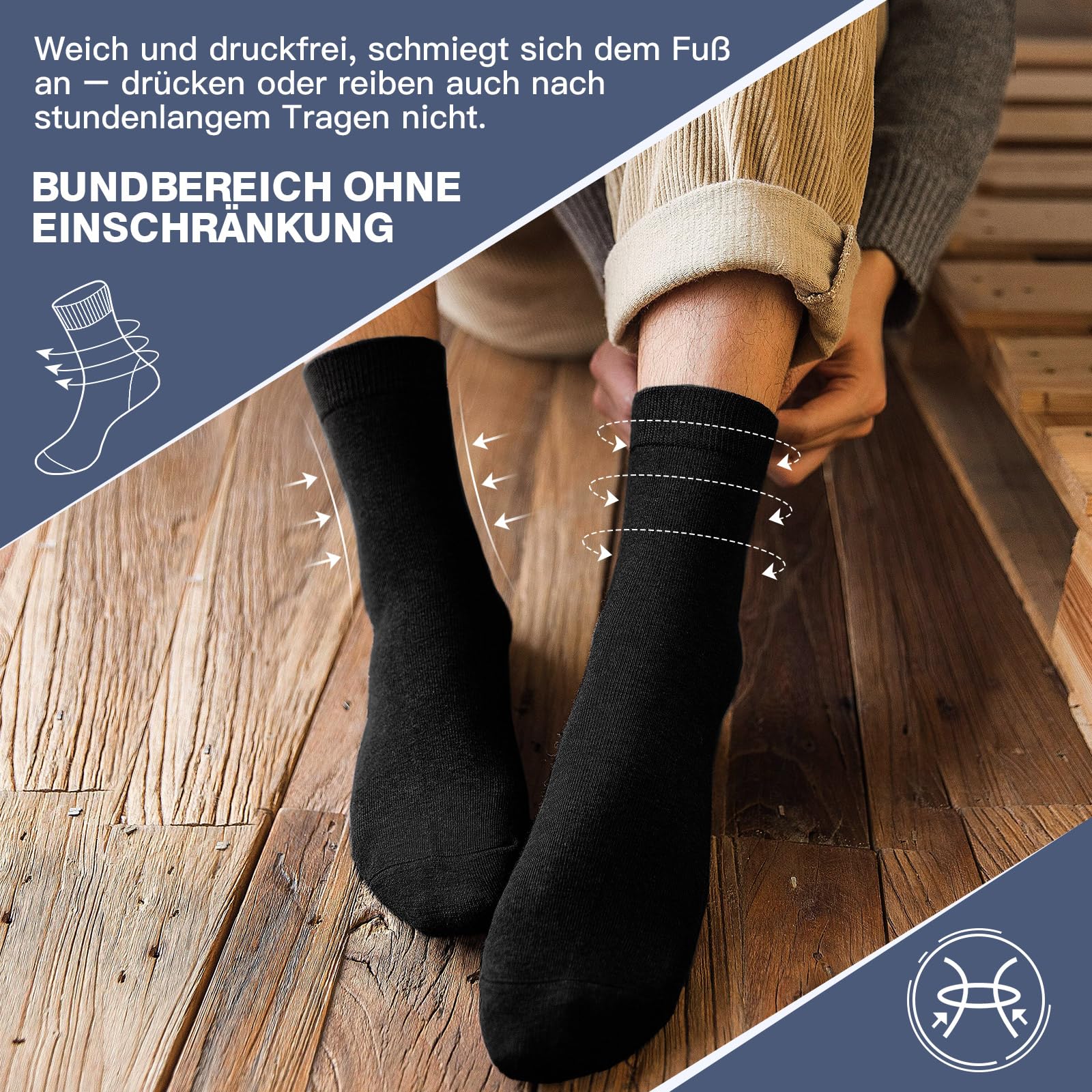 QINCAO 10 Paar Socken Herren Damen Baumwolle Herrensocken Schwarz Sport Socks Atmungsaktive,L 6