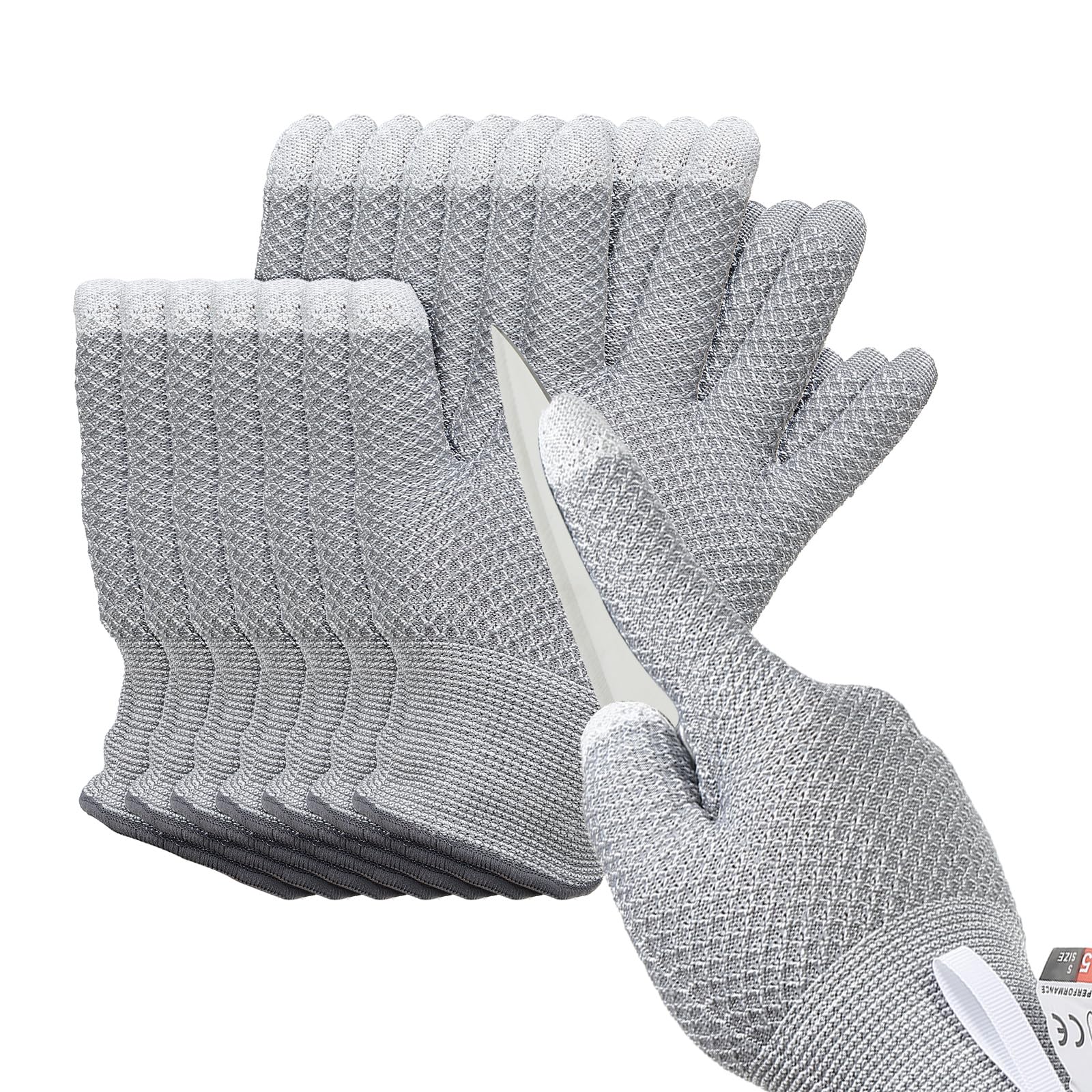 PATIKIL Cut Resistant Gloves, 4 Pair Touchscreen Level 5 Protection Cutting Gloves Anti Cut Kitchen Work Glove for Mandolin Slicing Oyster Shucking Whittling Wood Carving, Gray, X-Large