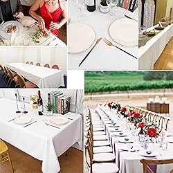 10 Pack White Tablecloths for 8ft Rectangle Tables