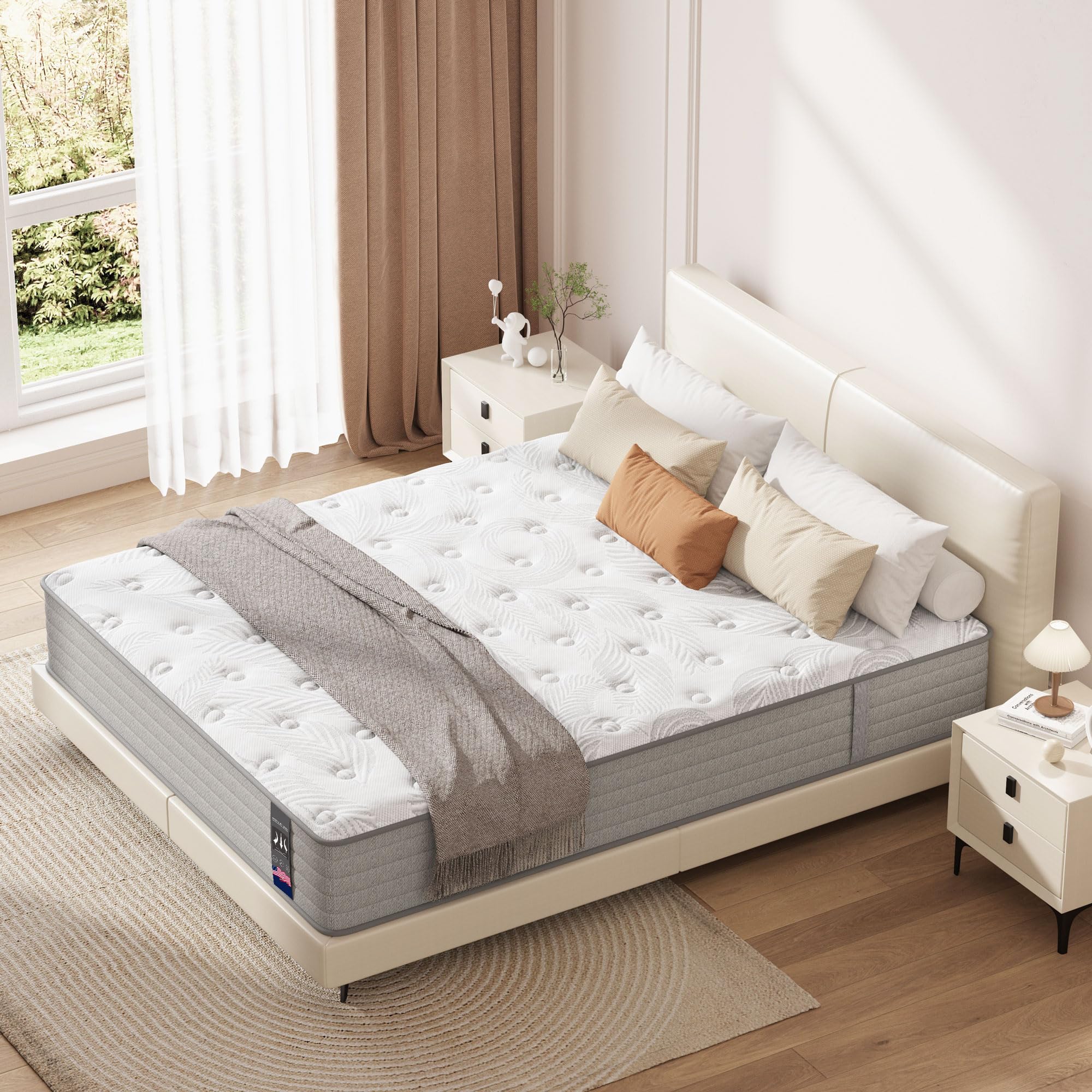 Pamag pieeoo Twin XL Mattress, 10 inch Hybrid Gel Memory Foam Mattress with Pocket Springs, Medium Firm, Motion Isolation, Pressure Relief & Upgraded Support, CertiPUR-US, 39"x80"x10"