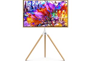 UPGRAVITY Easel TV Stand with Tripod Base for 45" to 65" LED LCD OLED Flat Screens up to 77lbs, Swivel & Height Adjustable TV Tripod Stand for Corner, Portable TV Stand with 2 Cable Straps, White