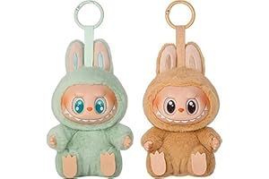 TwelveCheng Labubu Plush Keychain - Adorable Collectible Pendant for Bags & Keys, Modern Home Decoration