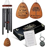 The Purple Sunflower Memorial Wind Chimes for Loss of Brother - 32" Sympathy Wind Chimes with Keychain, Bereavement Gifts, Sympathy Gifts for Loss of Loved one, Memorial Windchimes - (Brother)