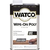 Watco Gloss Wipe-On Polyurethane Finish | Thin Even Build, Durable Protection Against Wear, Ideal For Interior Wood Surfaces, Quart