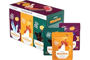 Made by Nacho Wet Cat Food Variety 12 Pack (3oz Each), Cage-Free Chicken, Sustainably Caught Salmon, Grass-Fed Beef with Bone Broth for Extra Hydration, Gravy Cut Pouches