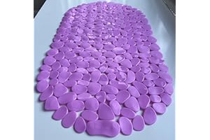 TIKE SMART “Pebbles” Non-Slip Bathtub & Shower Mat 27”x14” Oval - Non-Toxic - Safe, Clean, Machine-Washable, Superior Grip & Drainage, Vinyl, for Smooth Floors ONLY, Opaque Pink