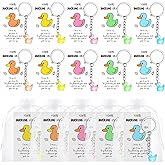 Treela 50 Set Inspirational Gifts Luminous Mini Resin Duck Keychains with Motivational Pun Cards and Organza Bags Glow in the Dark Tiny Animals for Employee Coworkers Graduation Duckling Party Favors