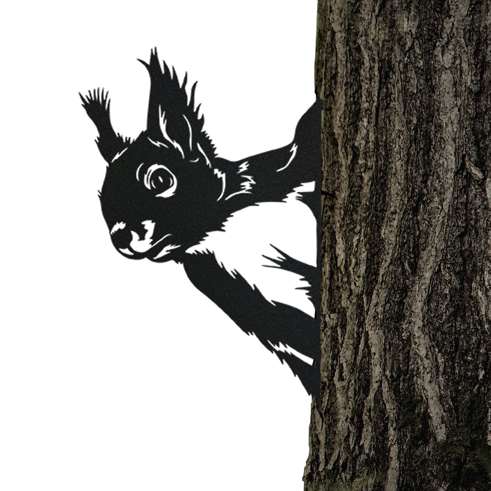 Steelmonks Tree Stake, Squirrel in Matte Black - Outdoor Garden Decoration made of weather-resistant steel. Beautiful garden ornament, unique and durable squirrel.