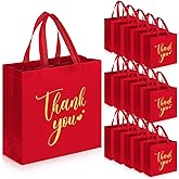 Sweetude 30 Pcs Thank You Gift Bags with Handles Bulk Reusable Goodie Bag Non Woven Foldable Handbag for Christmas Wedding Bridesmaid Gifts(11 x 12 x 5 Inch,Burgundy)