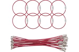BIDPONDS 25 Pack Wire Keychain Cable,5.9 Inches Nylon Coated Stainless Steel Key Ring,Luggage Tag Loops,2mm Twist Barrel,Hot Pink