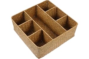 ERINGOGO Large Capacity Woven Storage Basket for Desktop and Home, Multi-functional Straw Organizer