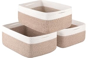 OIASKET Storage Baskets for Organizing 3 Pack, Woven Baskets for Shelves, Closet Organizer Bins Empty Gift Basket Toy Storage for Toys, Books, Towels, Clothes, 15"x11.42"x6.7", Yellow