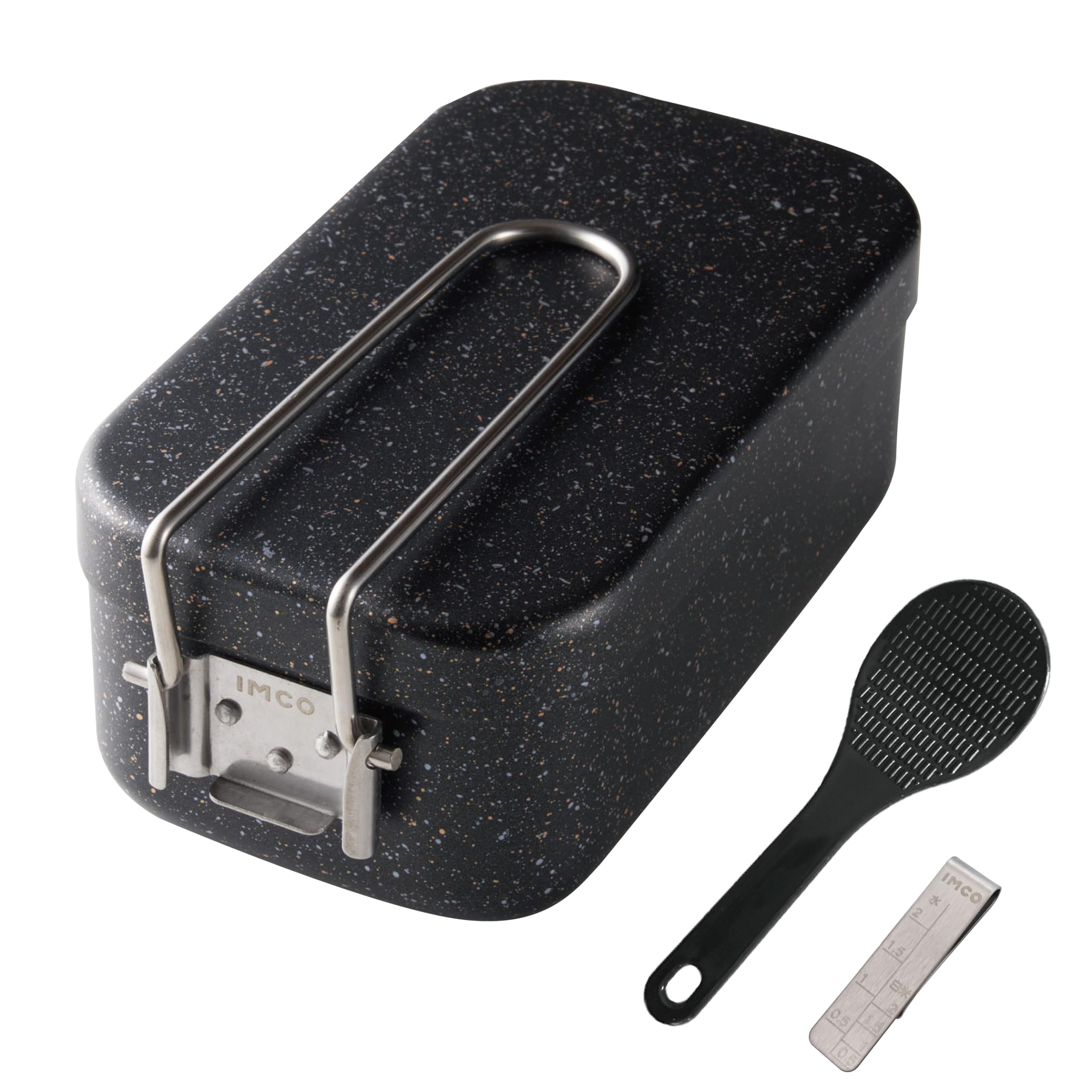 IMCO ( イムコ ) メスティン ( 2合 ) マーブル加工 / 焦げにくい ( ロック式ハンドル ) 重量 / 300g ( ブラック ) しゃもじ付き商品画像