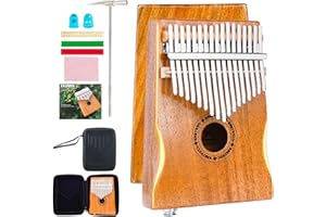 EASTROCK 17 Key Electric Kalimba Thumb Piano Built-in Pickup Professional Electric Kalimba Finger Piano for Kid Adults Beginners Professional (Mahogany Hand Rest EQ)