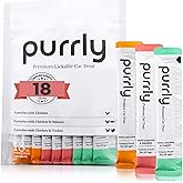 Purrly Lickable Wet Cat Treats Healthy Grain-Free Chicken Variety Pack (18 Count) Squeezable Creamy Pur&eacute;e with Human-Grade Protein Functional Nutrients Non-GMO No-Artificial-Additives Low-Phosphorus